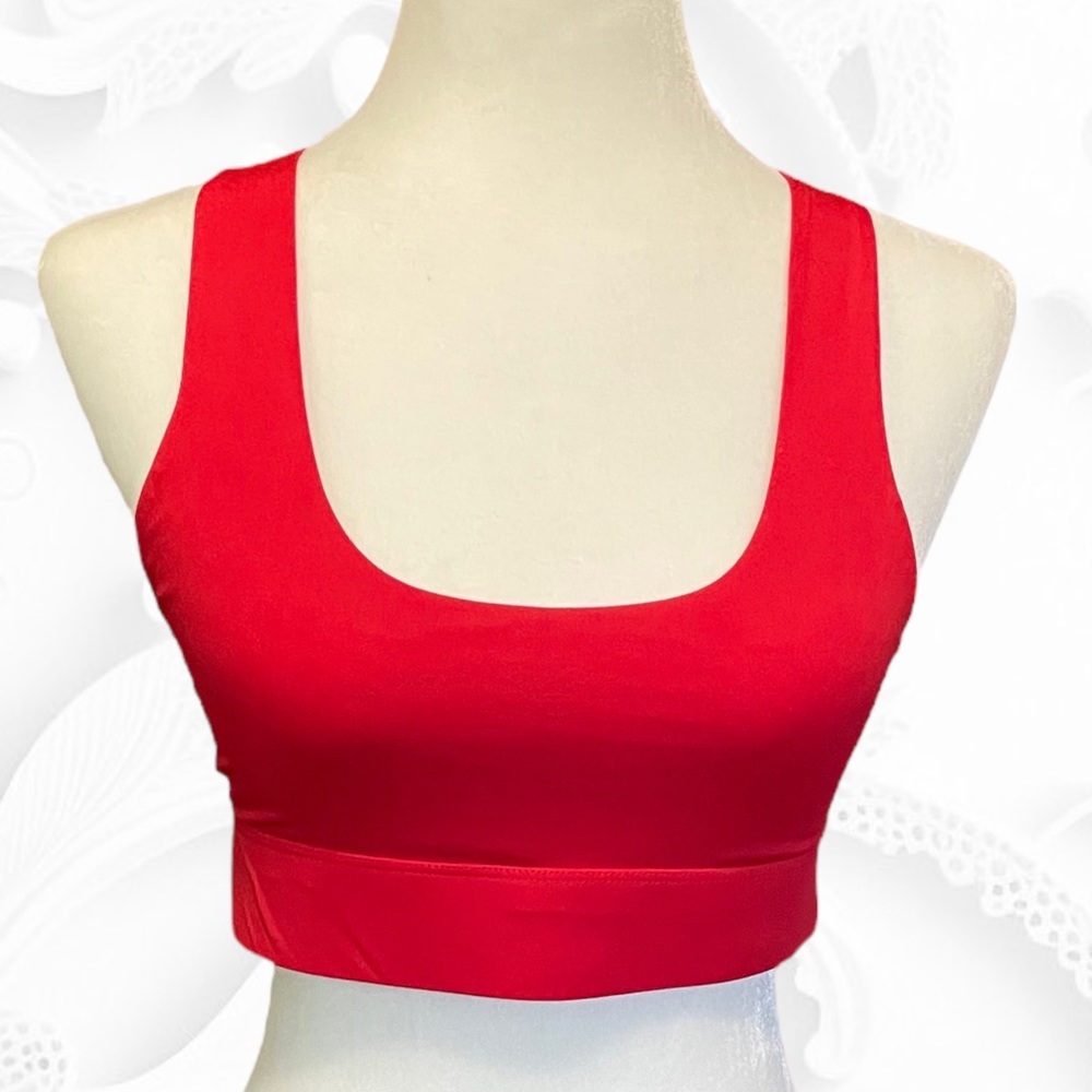 Nine Bull Cross Back Design Yoga/Sports Bra, Medium Support, Mesh, Red, Size L